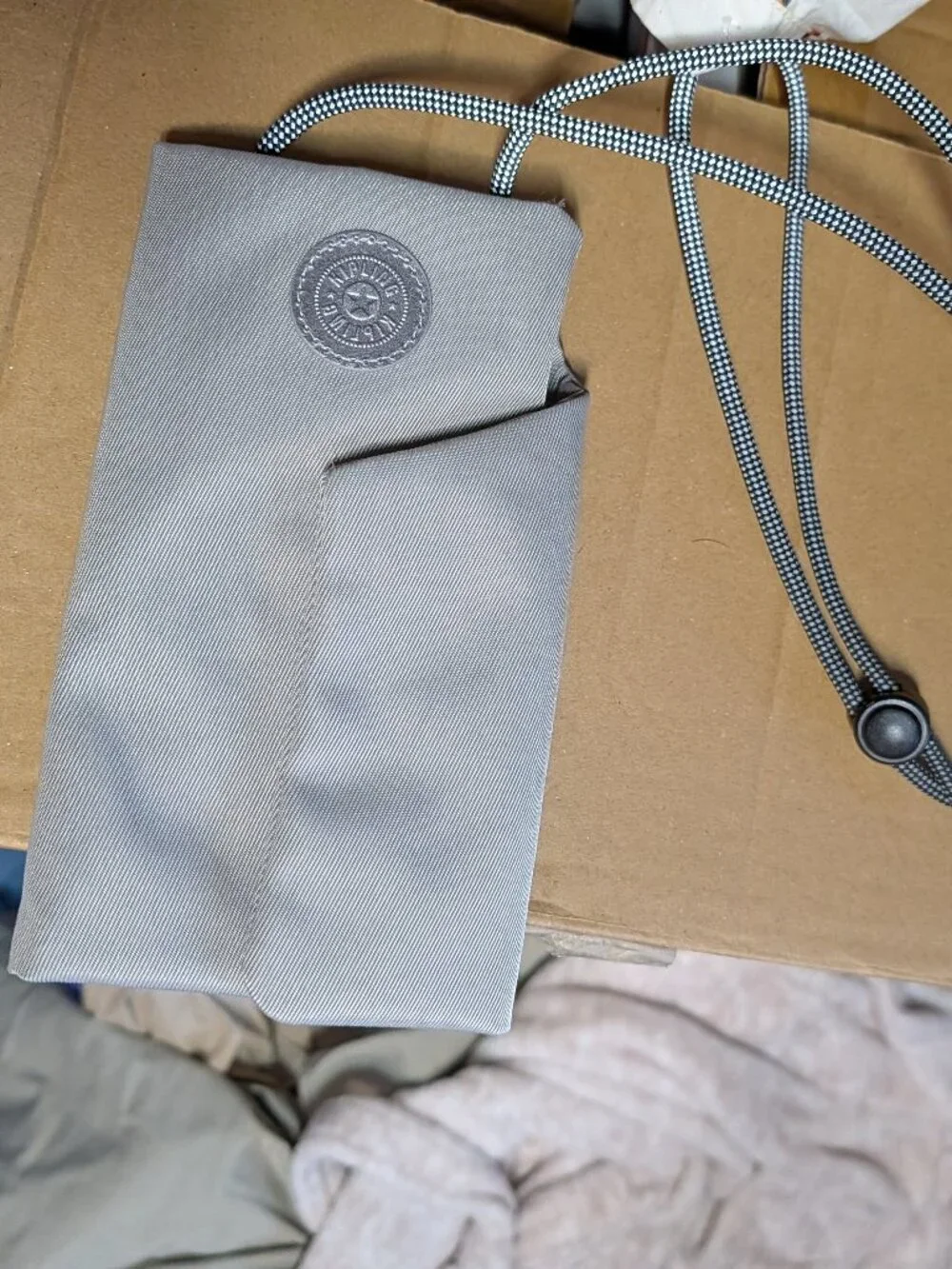 Kipling Gray Travel Document Neck Wallet Crossbody Organizer